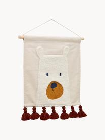 Decorazione da parete per bambini con nappe Zelda, Decorazione: 80% cotone, 20% acrilico, Struttura: legno di pino, Beige chiaro, rosso vino, multicolore, Larg. 40 x Alt. 45 cm