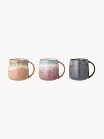 Set 3 tazze fatte a mano con smalto reattivo Cloe, Gres, Multicolore, Ø 10 x Alt. 10 cm, 380 ml