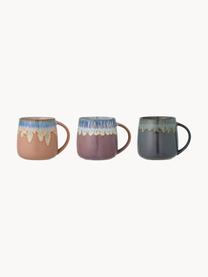 Tasses artisanales avec émail réactif Cloe, 3 élém., Grès cérame, Multicolore, Ø 10 x haut. 10 cm, 380 ml