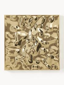 Wandobjecten Splash met een gehamerd oppervlak, 2 stuks, Aluminium, gepolijst, gelakt, Goudkleurig, B 50 x H 50 cm