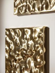 Wandobjekt Splash mit gehämmerter Oberfläche, 2 Stück, Aluminum, poliert, lackiert, Goldfarben, B 50 x H 50 cm