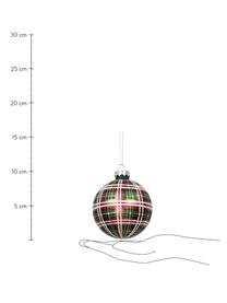 Weihnachtskugeln Karo Ø 9 cm, 2 Stück, Grün, Rot, Weiß, Goldfarben, Ø 9 cm