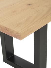 Banco de madera maciza Oliver, Asiento: tableros de madera de rob, Patas: metal con pintura en polv, Roble natural, negro, An 140 x Al 45 cm