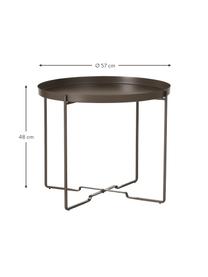 Okrągły stolik pomocniczy-taca George, Metal powlekany, Ciemny brązowy, Ø 57 x W 48 cm