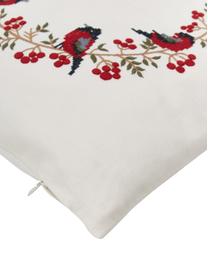 Housse de coussin 45x45 brodée de motif hivernal Finn, 100 % coton, Multicolore, larg. 45 x long. 45 cm