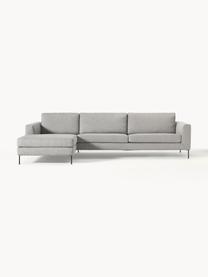 Sofa narożna Cucita (4-osobowa), Tapicerka: tkanina (100% poliester) , Nogi: metal lakierowany Materia, Szara tkanina, S 302 x G 163 cm, lewostronna