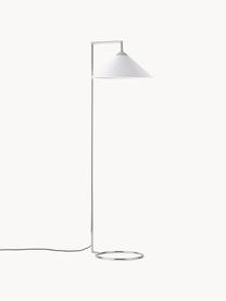 Leeslamp Iris, Lampenkap: linnen (100% polyester), Lampvoet: verchroomd metaal, Wit, zilverkleurig, H 160 cm