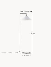 Leeslamp Iris, Lampenkap: linnen (100% polyester), Lampvoet: verchroomd metaal, Wit, zilverkleurig, H 160 cm