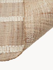 Handgemaakt jute vloerkleed Kerala met franjes, 68% jute, 23% katoen, 9% wol, Bruin, crèmewit, B 80 x L 150 cm (maat XS)