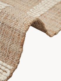 Handgemaakt jute vloerkleed Kerala met franjes, 68% jute, 23% katoen, 9% wol, Bruin, crèmewit, B 80 x L 150 cm (maat XS)