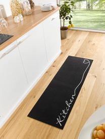 Alfombra Kitchen, Parte superior: 100% poliamida, Reverso: PVC, Negro, blanco, An 50 x L 150 cm