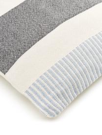 Housse de coussin 45x45 Lines, 100% polyester recyclé, certifié GRS (Global Recycled Standard), Bleu, blanc, larg. 45 x long. 45 cm