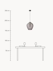Hanglamp Beau van netstof, Lampenkap: textiel, Baldakijn: gepoedercoat metaal, Grijs, B 40 x H 42 cm