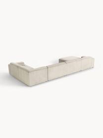 Divano angolare XL in velluto a coste Melva, Rivestimento: velluto a coste (92% poli, Struttura: legno massiccio di pino e, Piedini: plastica Questo prodotto , Velluto a coste beige chiaro, Larg. 458 x Prof. 220 cm, chaise-longue a sinistra