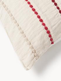 Housse de couette en percale de coton Arabella, Tons rouges, blanc crème, larg. 200 x long. 200 cm