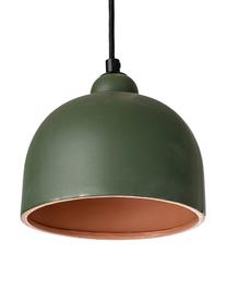 Lámpara de techo pequeña de gres Stina, Pantalla: gres, Anclaje: metal recubierto, Cable: cubierto en tela, Verde, Ø 18 x Al 16 cm