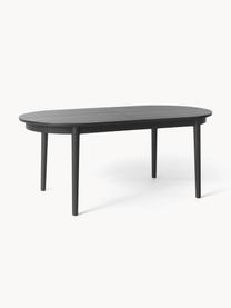 Uitschuifbare eettafel Calary, 180 - 230 x 92 cm, Tafelblad: spaanplaat, berkenmultipl, Poten: eikenhout Dit product is , Zwart gelakt eikenhout, B 180/230 x D 92 cm