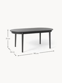 Table extensible Calary, 180 - 230 x 92 cm, Bois de chêne noir laqué, larg. 180 - 230 x prof. 92 cm