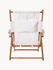 Inklapbare ligstoel Tommy, Zitvlak: 50 % katoen, 50 % polyest, Frame: teakhout, Teakhout, wit, B 66 x H 87 cm