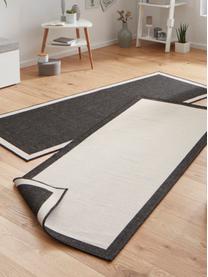 Alfombra reversible de interior/exterior Panama, Negro, crema, An 80 x L 350 cm