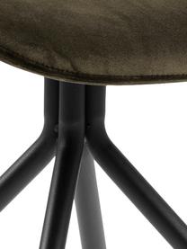 Krzesło tapicerowane z aksamitu Eva, Tapicerka: aksamit poliestrowy Dzięk, Nogi: metal lakierowany, Ciemny zielony, czarny, S 54 x G 47 cm