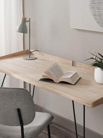Schreibtisch District im Industrial-Style, Tischplatte: Gummibaumholz, Beine: Stahl, lackiert, Gummibaumholz, B 142 x T 61 cm