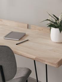 Schreibtisch District im Industrial-Style, Tischplatte: Gummibaumholz, Beine: Stahl, lackiert, Gummibaumholz, B 142 x T 61 cm