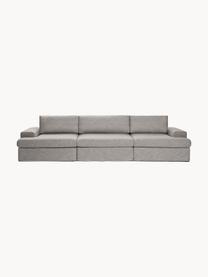 Sofa modułowa Russell (4-osobowa), Tapicerka: 100% bawełna Dzięki tkani, Stelaż: lite drewno sosnowe, skle, Nogi: tworzywo sztuczne Ten pro, Szara tkanina, S 309 x G 103 cm