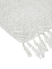 Coperta con frange Mysa, 100% acrilico, Grigio chiaro, Larg. 120 x Lung. 150 cm