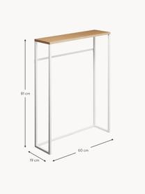 Smalle wandtafel Tower, Frame: gepoedercoat staal, Tafelblad: hout, Wit, helder hout, B 60 x H 81 cm