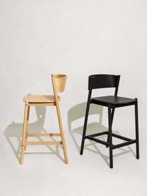 Tabouret de bar Oblique, Bois de hêtre, placage en bois de chêne, bois de chêne, Bois de chêne, noir laqué, larg. 50 x haut. 103 cm