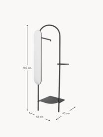 Meuble d'entrée avec miroir orientable Belen, Noir, larg. 58 x haut. 185 cm