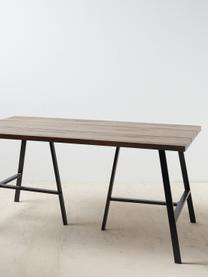 Eettafel Dinni, 160 x 90 cm, Tafelblad: MDF, Poten: gecoat metaal, Bruin, zwart, B 160 x D 90 cm