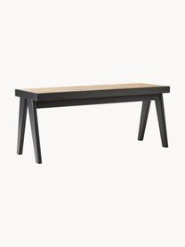 Sitzbank Sissi mit Wiener Geflecht, Gestell: Massives Eichenholz, Sitzfläche: Rattan, Rattan, Schwarz, B 110 x H 48 cm