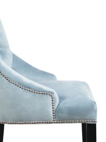 Sedia imbottita in velluto blu Madam, Rivestimento: velluto (100% poliestere), Velluto azzurro, gambe nero, Larg. 56 x Prof. 64 cm