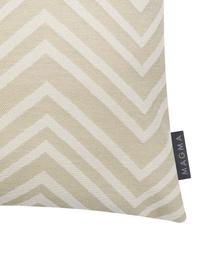 Outdoor kussenhoes Lobos met zigzag patroon, 100% polyacryl, Beige, crèmewit, B 50 x L 50 cm