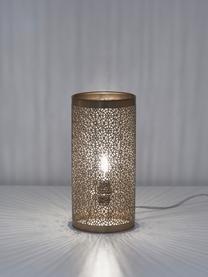 Malá kovová stolní lampa v boho stylu Hermine, Zlatá, Ø 14 cm, V 28 cm