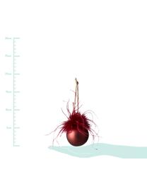 Palla di Natale Fethia, 2 pz., Decorazione: piume sintetiche, Rosso scuro, Ø 6 x Alt. 8 cm