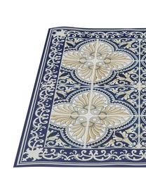 Tapis antidérapant intérieur extérieur en vinyle Luis, Vinyle, recyclable, Bleu, beige, larg. 136 x long. 203 cm