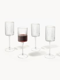 Ručně foukané sklenice na víno se zlatým okrajem Aleo, 4 ks, Sodnovápenaté sklo, Transparentní se zlatým okrajem, Ø 8 cm, V 22 cm, 330 ml