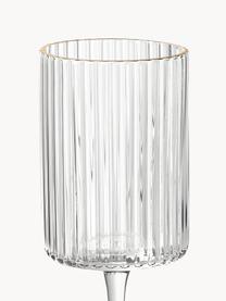 Verres à vin soufflés bouche avec bord doré Aleo, 4 pièces, Verre sodo-calcique, Transparent avec bord doré, Ø 8 x haut. 22 cm, 330 ml