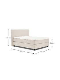 Letto boxspring premium in tessuto beige Eliza, Materasso: nucleo a 5 zone di molle , Struttura: legno di pino massiccio, Piedini: legno di betulla massicci, Tessuto beige, 140 x 200 cm, durezza 2