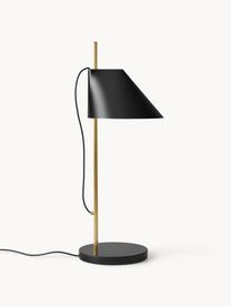 Lampada da tavolo grande a LED con luce regolabile e timer Yuh, Paralume: alluminio laccato, Struttura: ottone spazzolato, Nero marmorizzato, ottone, Ø 20 x Alt. 61 cm