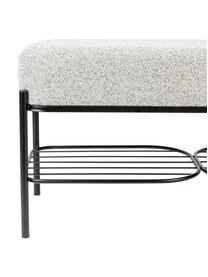 Bouclé čalouněná lavice s policí Milou, Světle šedá, Š 90 cm, V 45 cm