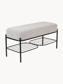 Banc en tissu bouclé Milou, Tissu bouclé gris clair, larg. 90 x haut. 45 cm