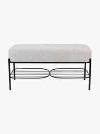 Banc en tissu bouclé Milou, Tissu bouclé gris clair, larg. 90 x haut. 45 cm