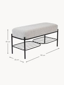 Banc en tissu bouclé Milou, Tissu bouclé gris clair, larg. 90 x haut. 45 cm