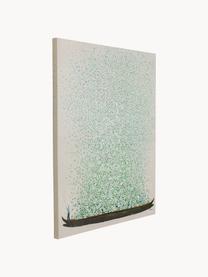Impression sur toile peinte à la main Flower Boat, Beige, vert clair, larg. 80 x haut. 100 cm