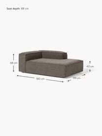 Chaise longue hoekmodule Lennon uit bouclé, Bekleding: bouclé (100% polyester) M, Frame: massief grenenhout, multi, Poten: kunststof Dit product is , Bouclé greige, B 119 x D 180 cm, hoekdeel links