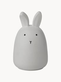 LED lichtobject Winston Rabbit, 100% siliconen, Lichtgrijs, Ø 11 x H 14 cm